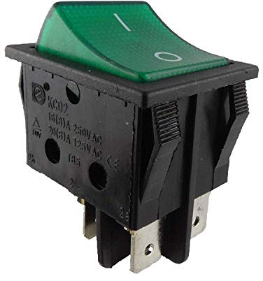 Einbau Wippschalter, 2 polig (4pin) 16A 250~28.5 * 21.9mm Grün Beleuchtet (2)
