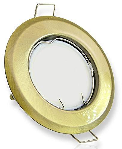 6x LED Einbaustrahler Set messing rund 5 Watt warmweiß 12V - MR16 Einbauleuchten Ø 55-60mm Bohrloch - Einbau-Spot Decken-Strahler Deckeneinbaustrahler Deckenspot Deckeneinbauleuchte