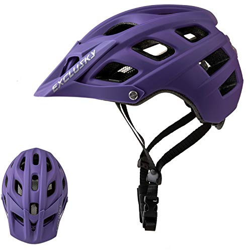 Exclusky Fahrradhelm Herren und Damen mit Visier MTB Helm Ultraleicht Windschutz Helm Retro Helm für Trekking Rennrad Trail Helm (56-61CM)