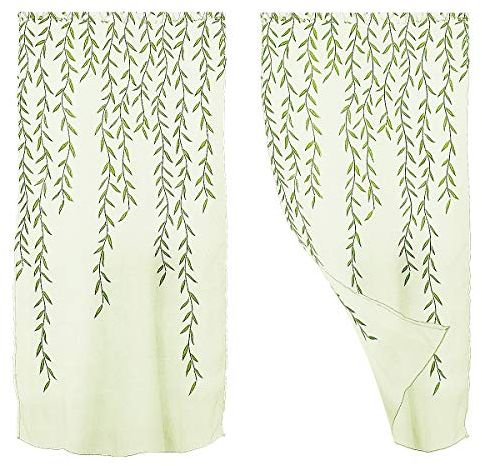 IMIKEYA Grüne Gemusterte Vorhänge Transparente Voile-vorhänge Mit Korbmuster Fenstergardinen Aus Hochwertigem Material Für Schlafzimmer Und Wohnzimmer