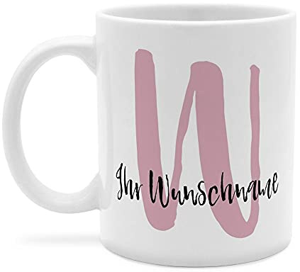 printplanet - Personalisierte XXL-Kaffee-Tasse mit Namen - Design: Buchstaben Initialen verspielt - Namenstasse, Jumbo-Kaffeebecher