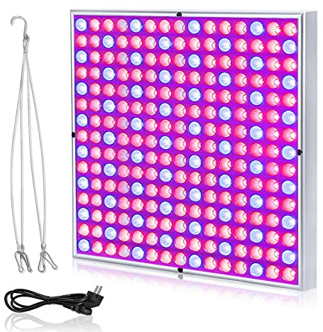 LZQ Lampe LED pour plantes - 45 W - 225 LED - Spectre complet - Lumière de croissance pour plantes d'intérieur - Bleu + rouge + blanc - Carré