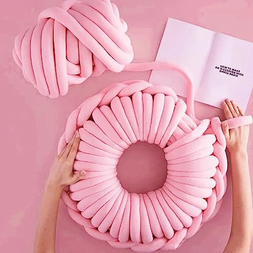 FIYSON Coperta lavorata a maglia, 500 g, lunghezza ca. 25 m filato roving per lavorare a mano, filato di lana morbida a maglia grossa, per animali domestici, rosa scuro