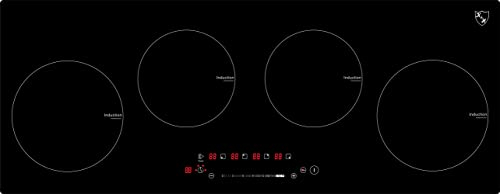 K&H Induktionskochfeld S90-IN-6000 [4 ZONEN] - Induktionskochplatte - Induktionsherdplatte Sensor Touch Steuerung - Kochfeld Induktion - Autark zum Einbau - 6800 Watt - 17 Leistungsstufen (90cm)