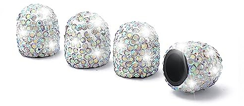 CGEAMDY 4 PCS Universal Auto Ventilkappen, Kristall Diamant Ventilkappen, Kristall Strass Autoreifen Kappen, Reifenventil Staubkappen Fahrradreifenventilkappen (AB)