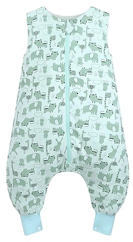WYTbaby Schlafsack mit Füßen 1.0 Tog aus 100% Baumwolle - Weicher Ganzjahres Schlafsack Baby - Ärmellos - Ideal für Schlaf und Wärme - Perfekt für Jungen und Mädchen - 80cm