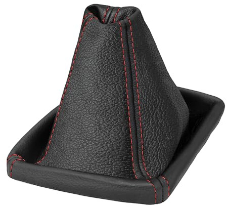Schaltsack für Opel Astra H - Bj. 2004-2010 - aus echtem Leder - Schwarz - Rot - Schaltmanschette - Manschette für Gangschaltung - Schalthebelmanschette für Schaltgetriebe - Echtleder - A0017-3