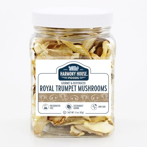 Harmony House Foods Dried Royal Trumpet Mushrooms (1.5 oz, Quart Size Jar)
