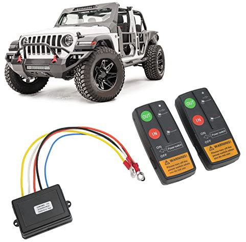 Winch Controller, High Sensitivity Winch Remote Control, 75ft Range 12V 24V, Wireless Winch Remote Control Kit, Winch Accessories for Car ATV Truck