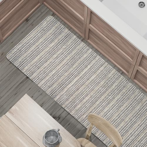 Comart - Küchenteppich Manhattan - Wasserdicht - rutschfest - Schmutzabweisend - Geflochtenes PVC - Teppichläufer mit Metallic-Effekt - für Flur, Küche und Bad - Shine Light Grey - 50 x 240 cm