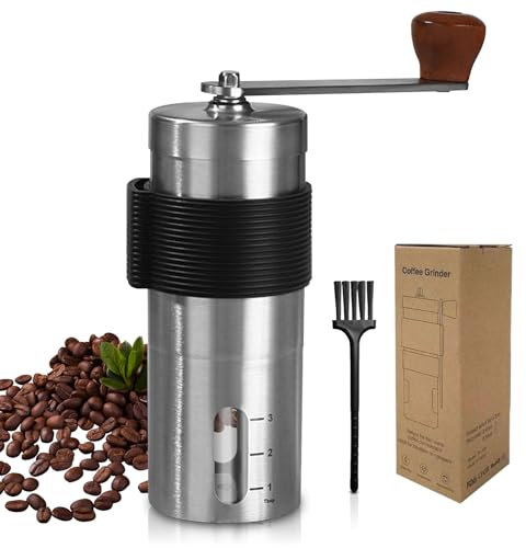Molinillo de café manual, con mecanismo de cerámica, molinillo de café manual, para casa, viajes, oficina, incluye cepillo de limpieza, color negro