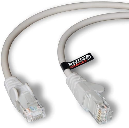 rhinocables CAT 6 High-Speed Gigabit Ethernet Cable - Patch Network Lead for LAN| Snagless UTP With LSZH Jacket | RJ45 Connector - Internet, Router, Modem, Smart TV, PC & More (25cm, Grey, Pack of 50)