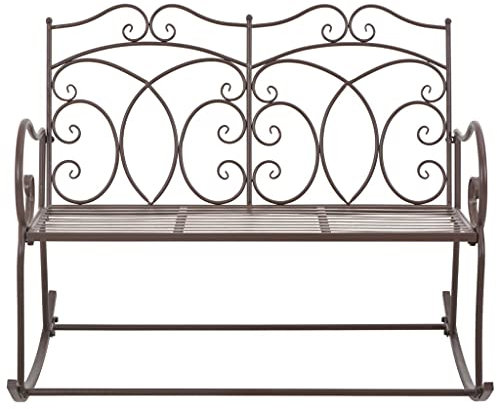 HETFTJN Esszimmerbank Gartenbank Bierbankgarnitur Balkon Sessel - Gartenbank 104 cm Eisen Antik Braun für Balkon Park Terrassen Garten