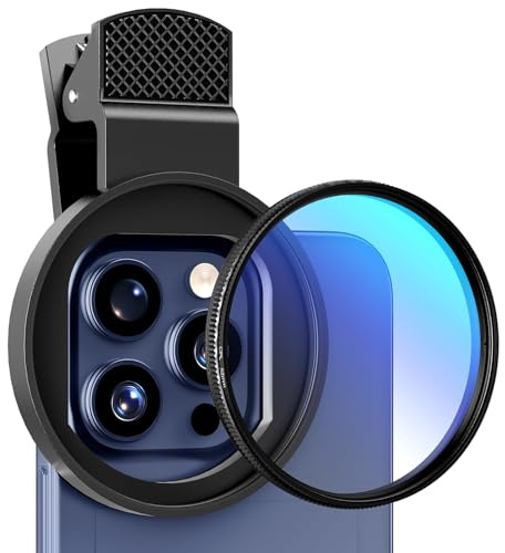 ALILUSSO Filtro polarizador de 52 mm para iPhone, Lente polarizada Circular con Clip Mejorado, Filtro Cpl Giratorio Compatible con iPhone 16/15/14/13 Pro MAX Samsung Moto Google TCL Phone