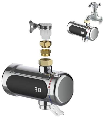 LIULIQ Electric Hot Water Faucet, Stainless Steel Instant Hot Water Tap with Temperature Monitoring LCD Digital Display, Flexible Adjustment Of Hot and Cold Functions for Kitchen Bathroom Washroom