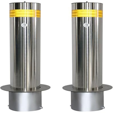 Robuster Sicherheitspoller Für Die Straße, Einfahrt Poller Pfosten, Pollerpfosten-Parkpfosten, Reflektierende Sicherheitspfostenabsperrung, Für Verkehrsempfindliche Bereiche(Silver (2pcs))