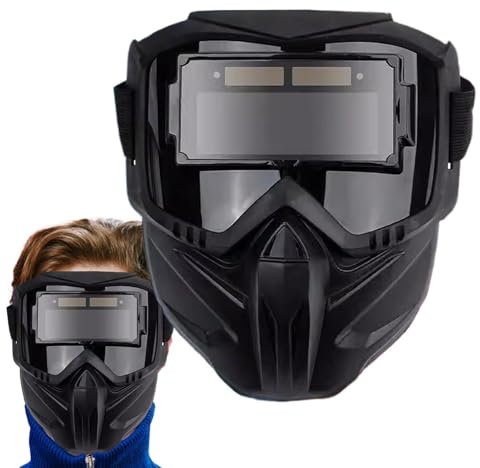 Jiimhte Spezielle Maske zum Schweißen, abnehmbar, große Sicht, automatisches Dimmen, Kopfmontage, Schweißermaske, wärmeisolierender Augenschutz, Kopfbedeckung, Gesichtsschutz für Automobilbau,