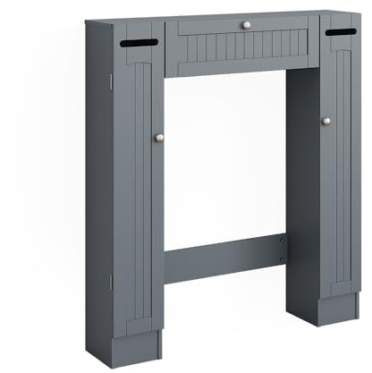 Vicco Toilettenschrank Bianco, Grau, 89 x 99 cm | mit 2 Toilettenpapierspendern, zur Wandmontage über der Toilette mit integriertem Spendersystem