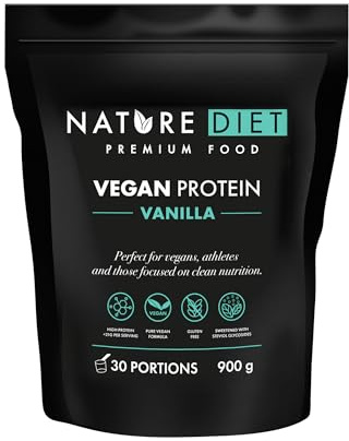 Nature Diet Vegan Protein Vanilla | 900 g | High Protein | 21.9 g Protein per Serving | 30 Servings | Pea & Hemp Blend | Clean, Plant-Based, Lactose-Free & Gluten-Free Formula