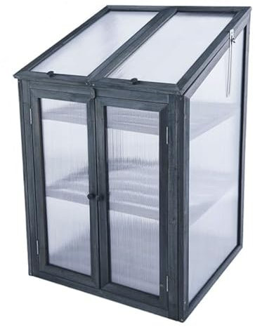 rightclick Garden 3-Tier Wooden Cold Frame Mini Green House, Small Greenhouse for Small Garden, Greenhouse Shelving For Growing Vegetables & Herb Planter Outdoor Storage Cabinet