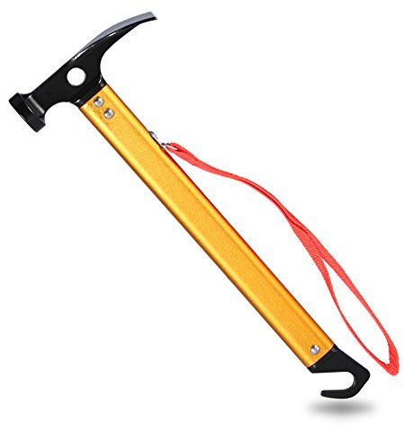Campinghammer, tragbarer Aluminiumlegierung Griff Hammer Zelt Stecke Puller -Entferner für Camping -Wanderbergsteiger im Freien (Gold)