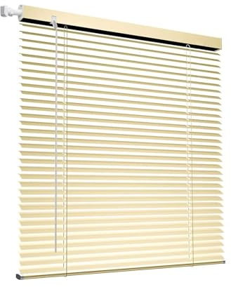 Persiana Veneciana de Aluminio sin Taladrar, Cortinas para Hogar Oficina, Sin Cable Persianas Venecianas Horizontales Impermeables, Privacidad Estor Ajustable W 42cm-150cm(Beige)