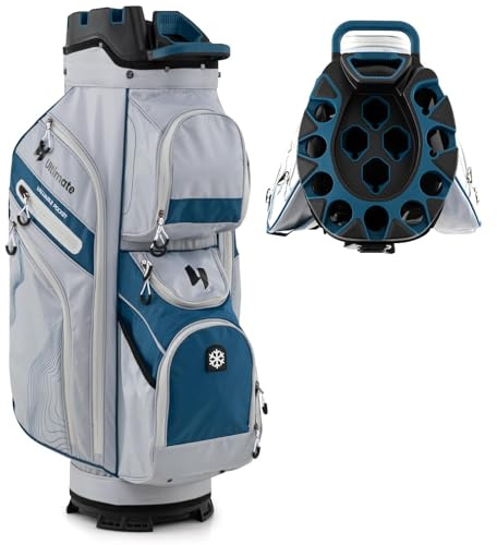 FANTASK Golfwagentasche mit 14 er Unterteilung & Tragegurt, Golfbag, leichtes Golf Cart Bag mit Regenhaube & 11 Taschen für Herren & Damen, Marineblau