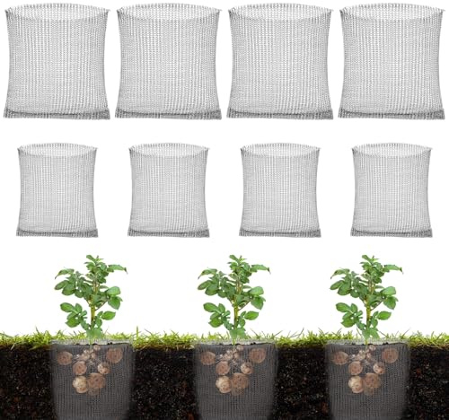Qixuer 8 Stück Wühlmauskorb, Stainless Steel Root Protection Net Bags, Insektenabwehr Pflanzenwurzel Schutz für Blumen Pflanzenwurzelschutz(2 Größen)