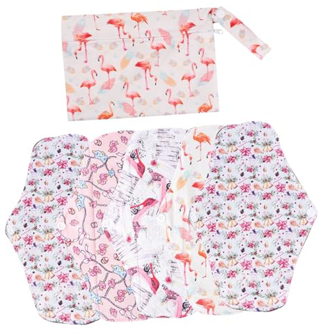 OATIPHO Wiederverwendbare Menstruationsbinden Stoff 5 Stück mit Bambuskohle Baumwolle Aufbewahrungstasche Super Saugfähig Damenhygiene für Reisen und Alltag