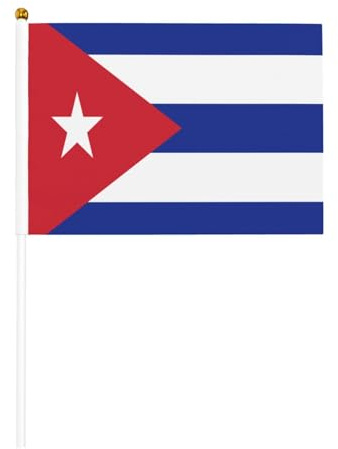 Bandera de Cuba. Bandera de mano de doble cara, 5,5 x 8,2 pulgadas.