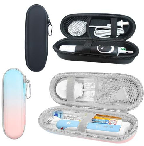 2 Stück Zahnbürsten Etui, Reiseetui Elektrische Zahnbürste für Oral B iO/Oral B Pro/Philips Sonicare, Electric Toothbrush Travel Case, Tragbar Aufbewahrung Hülle für Geschäftsreise
