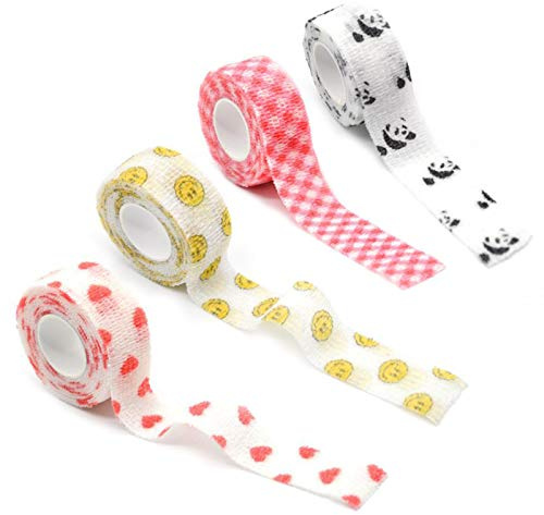 4 Rollen selbsthaftendes kohäsives Wickelbandage aus Vlies atmungsaktiv medizinischer Qualität für Schülern Anti-Abrasion Anti-Calluses Schreiben Comfortable Soft Lightweight Good Elasticity Easy to T