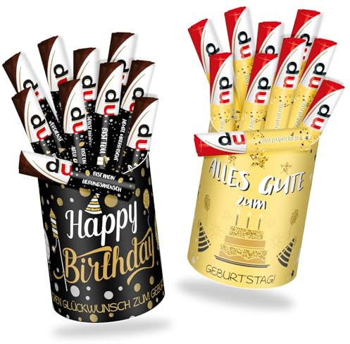 22 Stück Banderolen Aufkleber Geburtstag, für Duplo Schokoriegel | Mit 2pcs HAPPY BIRTHDAY und ALLES GUTE ZUM GEBURTSTAG! Box Sticker + 20pcs Geburtstag Banderolen Aufkleber