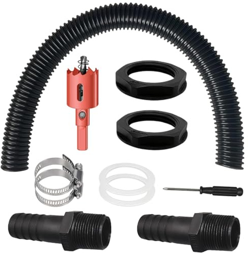 Regentonnen Verbindungsset, Regentonne Verbindung Set mit Schlauch 50cm, Regentonnen Anschluss, RegentonnendurchfüHrung, Regentonnen Verbinder für Regenfass Wassertanks Zisternen