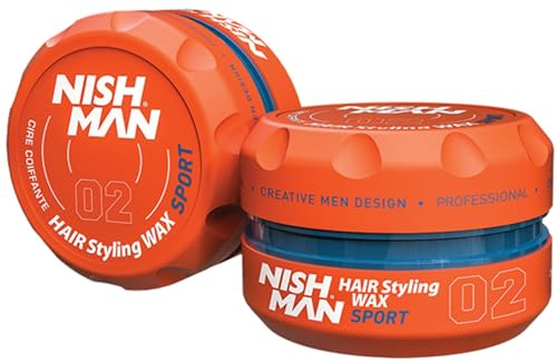 NISHMAN Hårstylingvax för Män 02 – Sport 150g – Tropisk Fruktdoft – Naturlig Glanslook – Stark Hold – Herrars Hårgel Aqua Wax – Långvarig Kontroll och Definition