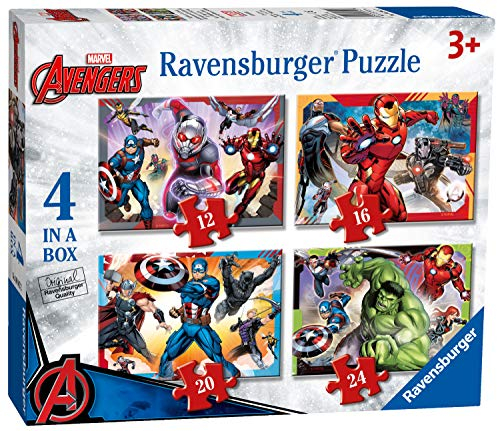 Ravensburger Marvel Avengers 4 In Box (12, 16, 20, 24 Pieces) Jigsaw Puzzles Kids Age 3 Years Up