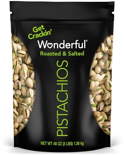 Wonderful Pistachios In Shell, Roasted & Salted Nuts, 48 Ounce Resealable Bag, Protein Snacks, Bulk Snacks, Healthy Snacks for Adults