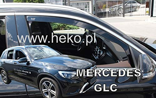 J&J AUTOMOTIVE Heko Déflecteurs d'air et de Vent pour Mercedes GLC X253 2016-2022, Lot de 2pcs, Teintés, Avant et Arrière, Aérodynamique