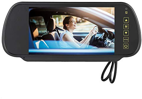 ASHATA 7 inch Car Rearview Mirror LED Digital Screen Auto Dimming Monitor Rear View Backup Camera Av1 video interface for DVD or set-top box display Av2 video interface for reversing camera