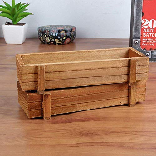 Estink Maceta Rectangular de Madera - 22.5 x 8.4 x 4.1 cm, Caja de Almacenamiento de Madera Natural Rectangular Interior/Exterior, Maceta carnosa, contenedor de Musgo, Alf¨¦izar Decorativo