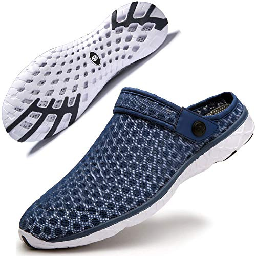 Unisex Clogs tofflor andas mesh strumpbyxor sommar strand fritid skor halkfria mjuka sulsandaler för kvinnor män 36-48, - Mörkblå - 47 EU