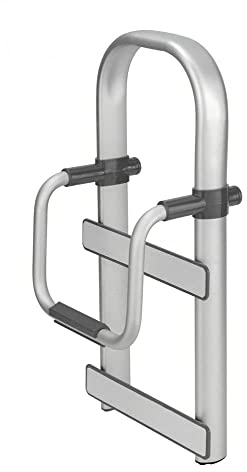 Wenko Vasca da bagno aiuto entrata Secura Premium - Maniglione di sicurezza, regolabile, Alluminio, 25.5 x 51 x 17.5 cm, Argento opaco