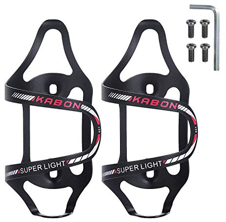 Fahrrad Flaschenhalter,KABON Einstellbare Aluminiumlegierung Leichtgewicht Fahrrad Wasserflaschenhalter für Outdoor-Aktivitäten (Rot-2Stk)