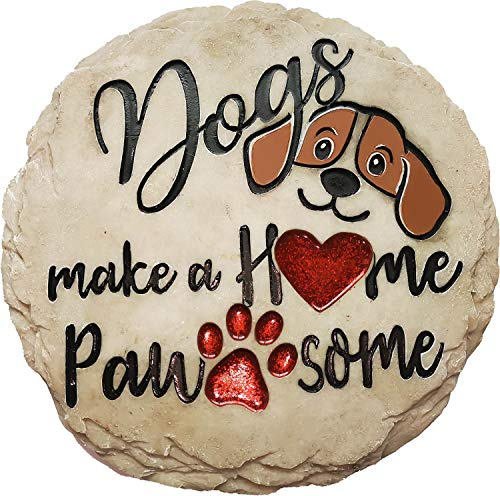 Spoontiques - Gartendekoration - Dogs Make a Home Pawsome Trittstein - Dekostein für den Garten