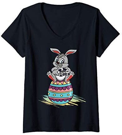 Damen Gaming Easter Bunny Gamer Boy Girl Video Game Controller Kid T-Shirt mit V-Ausschnitt