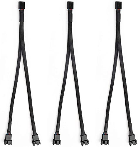 Aypzuke 3 Packs PWN Fan Splitter Lüfterteiler kabel (3PIN +4PIN) 1 bis 2 Converter