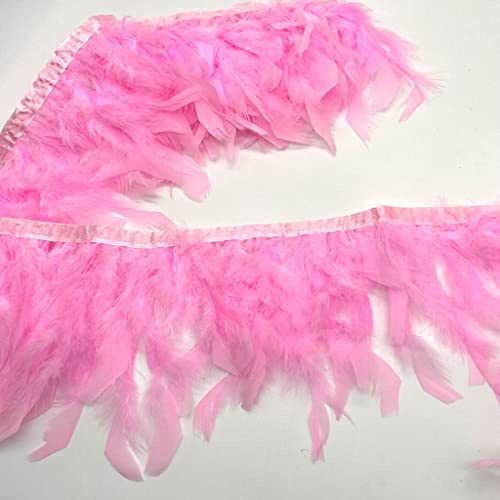 Shekyeon Truthahnfedern Fransenbesatz Trim für Partykleidung DIY Nähen Handwerk Dekoration 2 Yards (Rosa)