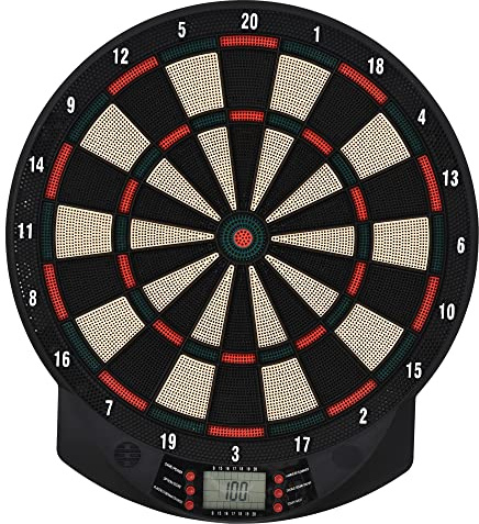 HOMCOM Bersaglio a Freccette Elettronico in PP con 6 Freccette e Tabellone Segna Punti, 26 Giochi e 185 Opzioni di Punteggio Incluso, 44x39.5x2.2cm, Nero