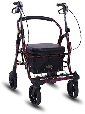 NATWEE Walker, Gehhilfen 4 Räder, tragbar, medizinischer Rollator Walker mit Pedal, Drive Walker mit bequemer Rückenlehne, Doppelbremssystem, für Senioren beim Gehen,Rot It's so Kind of You