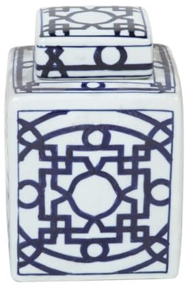 Vase en porcelaine chinoise avec couvercle - Hauteur : 15 cm - Diamètre : 21 cm